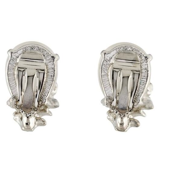 Kenneth Jay Lane White Lucite & Clear Crystal Clip-On Earrings - Picture 5 of 12